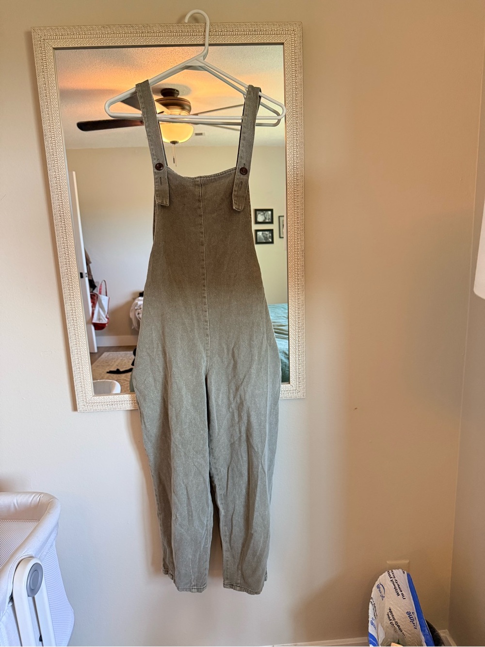 bohme Olive Green Relaxed-Fit Linen Blend Jumpsuit
